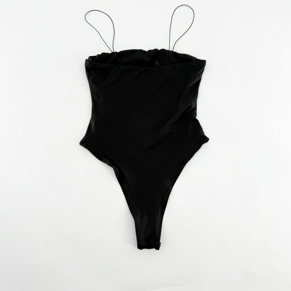 Mango Pop‎ Black Skinny Strap Bodysuit